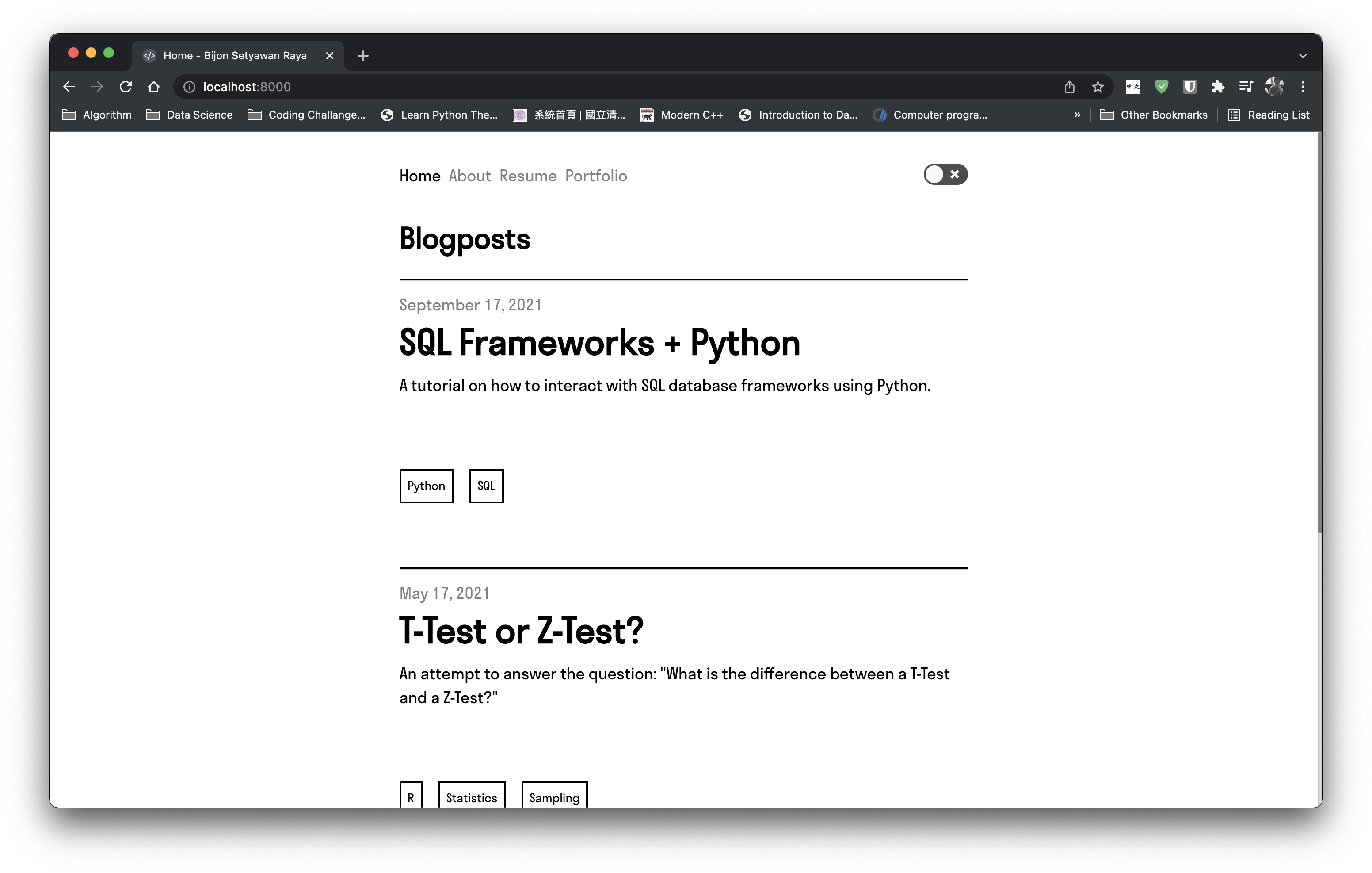 Personal website version 1.0