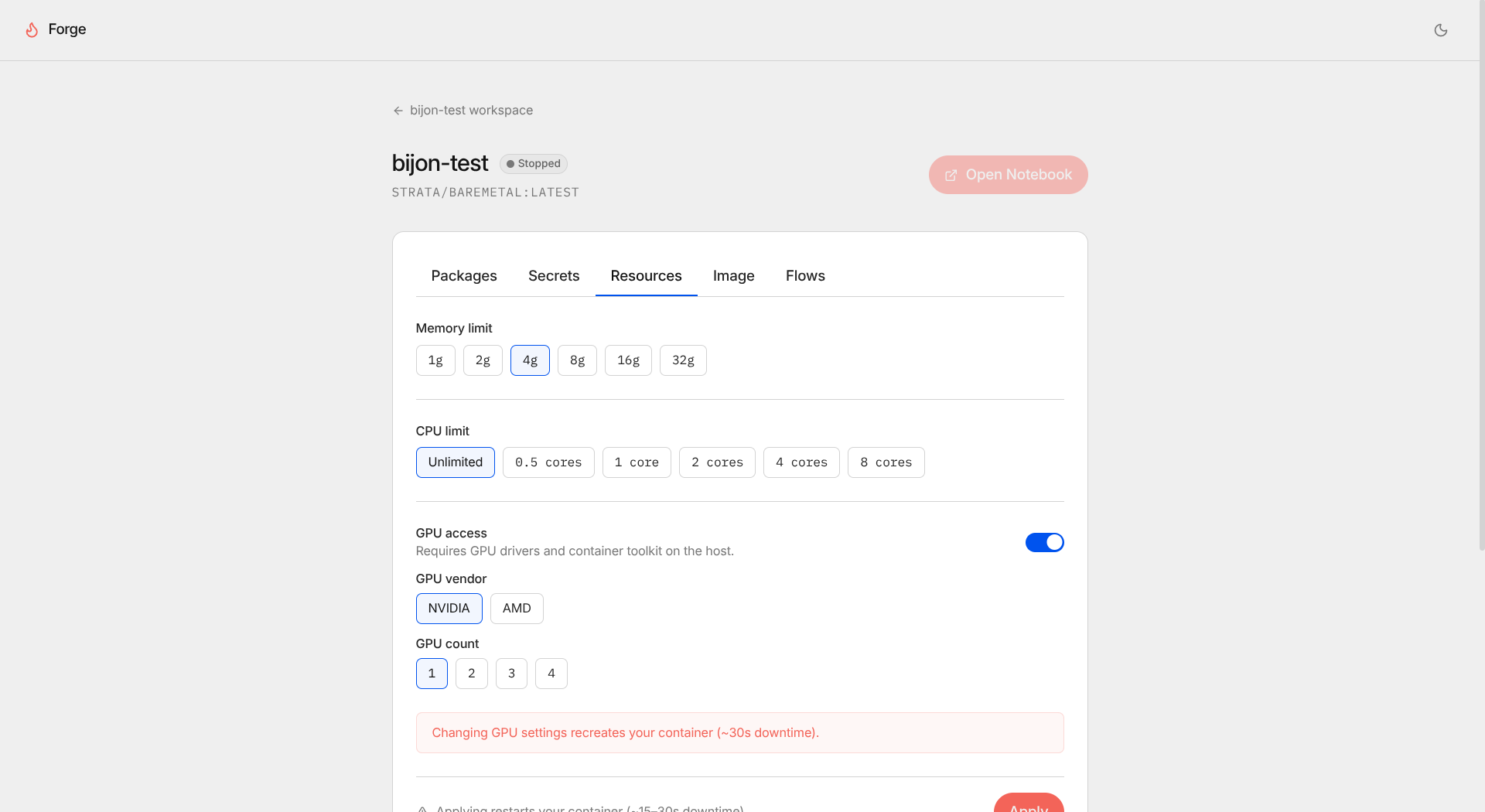 Resource setting Resource setting